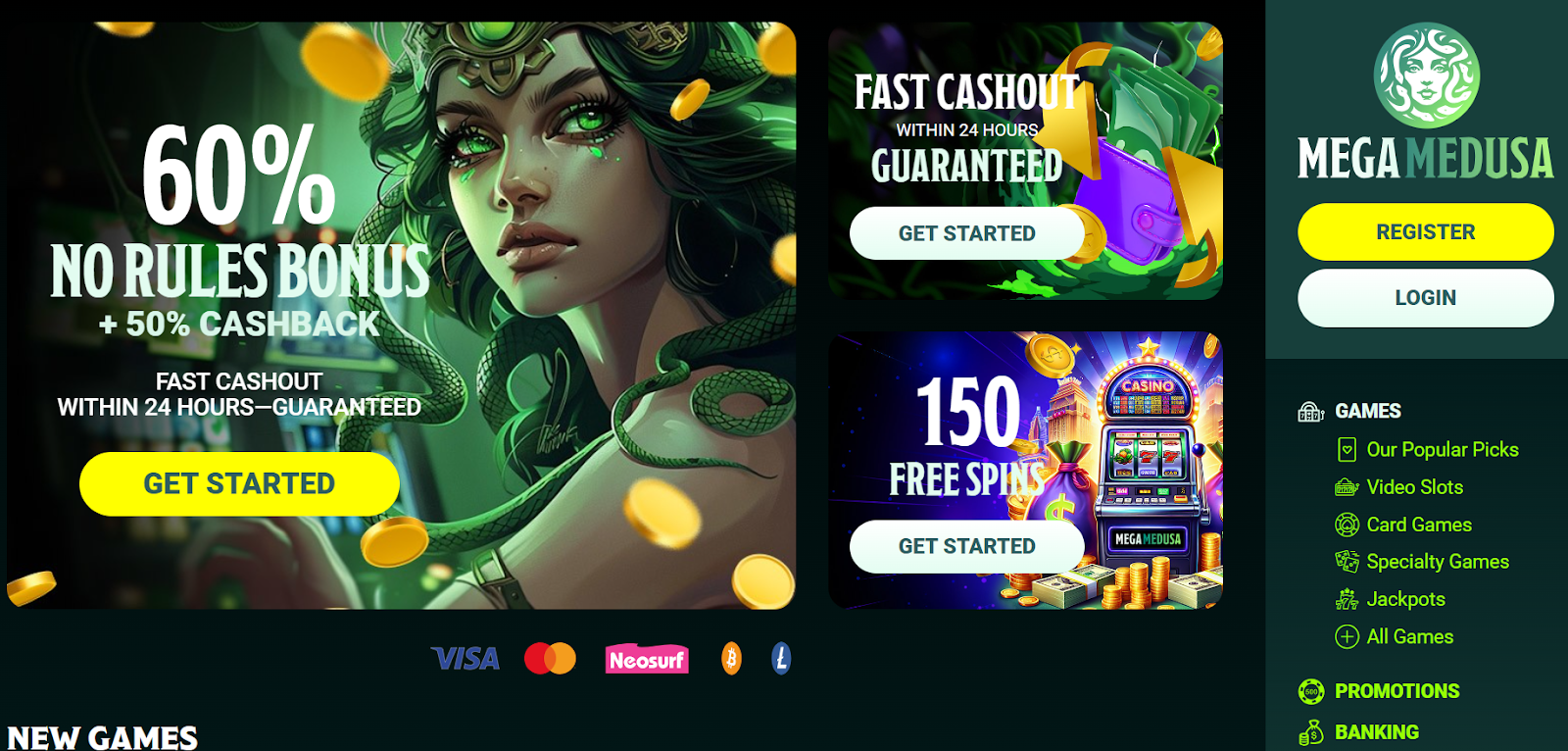 Mega Medusa Casino 150 FREE SPINS - NO DEPOSIT BONUS (+5 Bonuses ) 11