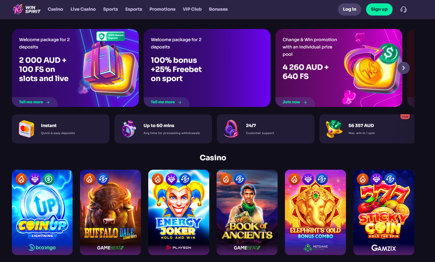 Winspirit Casino Bonuses